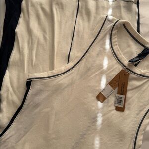 SKIMS Cream Tank dress with navy blue Trim